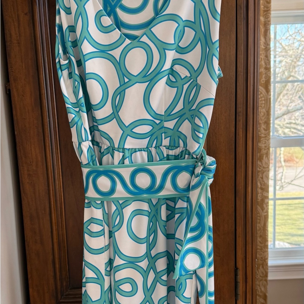 Blue and white maxi dress